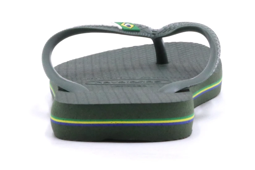 Havaianas Brasil Logo Unisex Σαγιονάρες Χακί, Λευκές