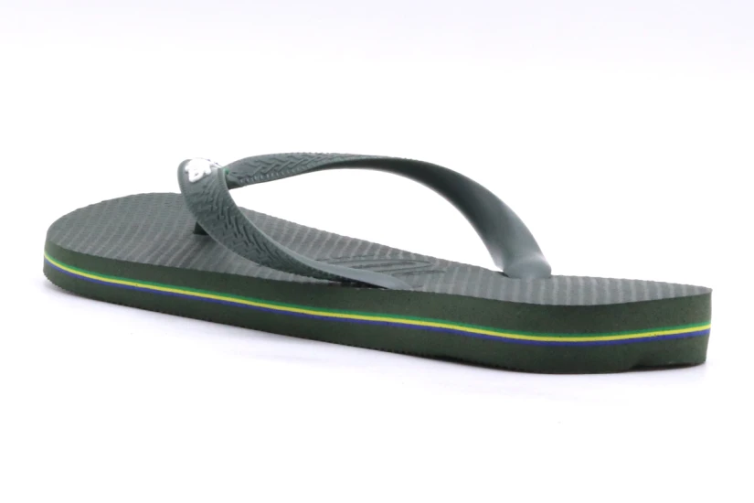 Havaianas Brasil Logo Unisex Σαγιονάρες Χακί, Λευκές