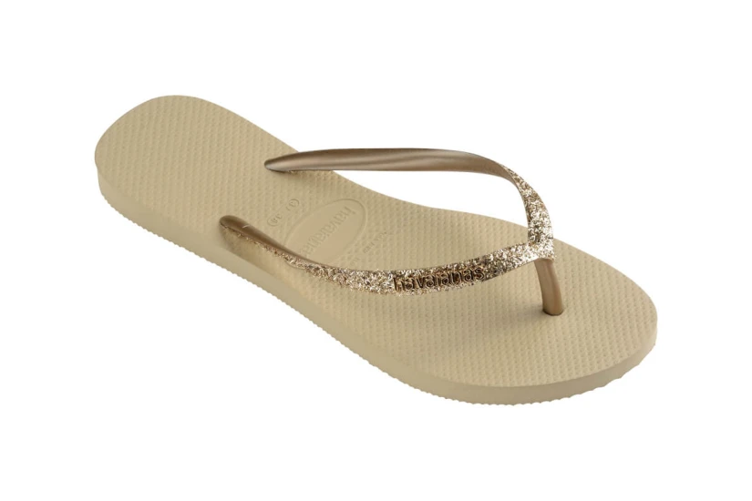 Havaianas Slim Glitter II Σαγιονάρες Μπεζ, Χρυσές
