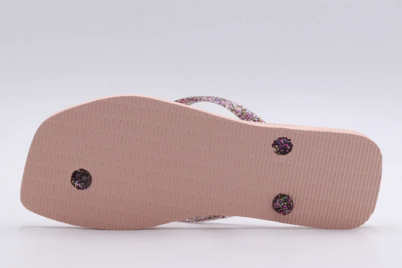 Havaianas Slim Square Logo Metallic Σαγιονάρες Ροζ, Φούξια