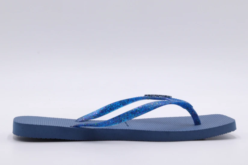 Havaianas Slim Square Logo Metallic Σαγιονάρες Μπλε, Μπλε Σκούρο