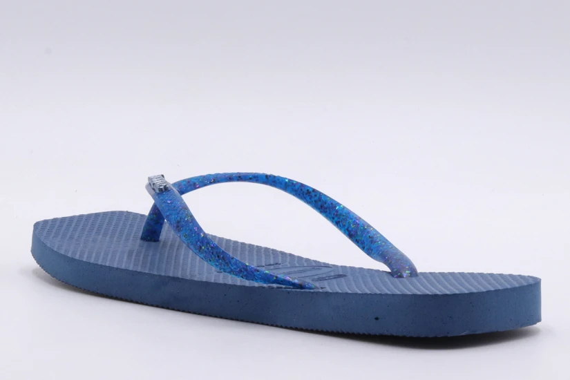 Havaianas Slim Square Logo Metallic Σαγιονάρες Μπλε, Μπλε Σκούρο