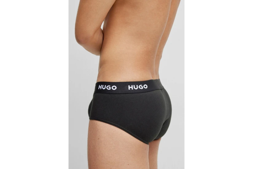 Hugo Hipbrief Ανδρικά Εσώρουχα Σλιπ Μαύρα 3 Τεμάχια
