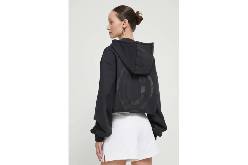 Hugo Boss Danarion B Γυναικείο Crop Φούτερ Με Κουκούλα Μαύρο