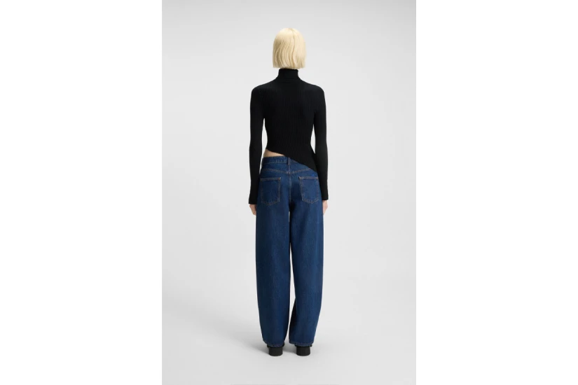 Hugo Somyna B Rib Knit Asymmetric Γυναικείο Πουλόβερ Μαύρο