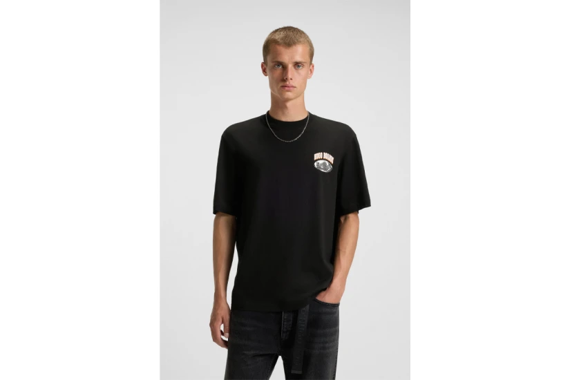 Hugo Nartupix Logo Artwork Ανδρικό Κοντομάνικο T-Shirt Μαύρο