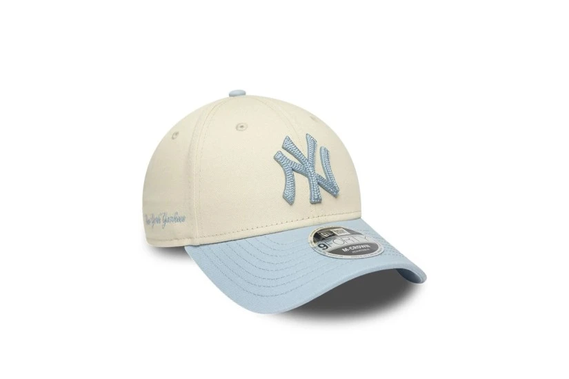 New Era New York Yankees Side Script 9Forty Καπέλο Snapback Εκρού, Σιέλ