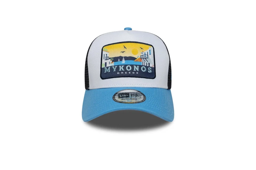 New Era Mykonos 9FORTY A-Frame Trucker Καπέλο Snapback Γαλάζιο, Λευκό, Μαύρο