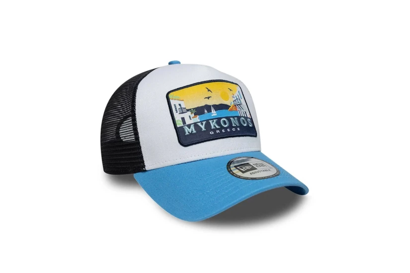New Era Mykonos 9FORTY A-Frame Trucker Καπέλο Snapback Γαλάζιο, Λευκό, Μαύρο