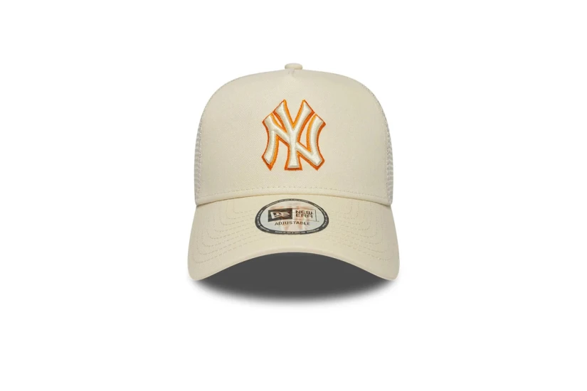 New Era New York Yankees MLB Outline Cream 9FORTY E-Frame Trucker Καπέλο Snapback Εκρού, Πορτοκαλί
