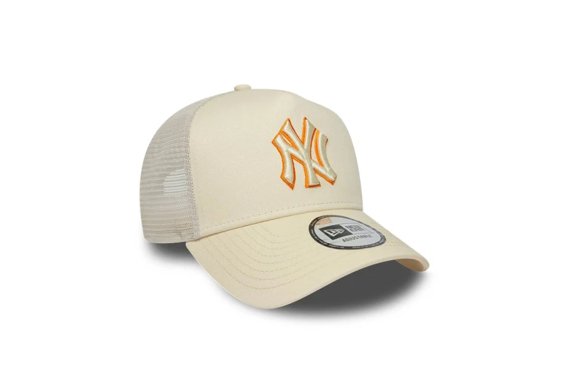 New Era New York Yankees MLB Outline Cream 9FORTY E-Frame Trucker Καπέλο Snapback Εκρού, Πορτοκαλί