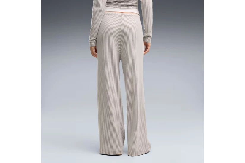 Puma Essentials Wide Leg Ribbed Γυναικείο Παντελόνι Φόρμας Γκρι