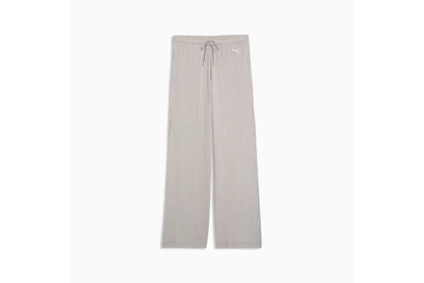 Puma Essentials Wide Leg Ribbed Γυναικείο Παντελόνι Φόρμας Γκρι