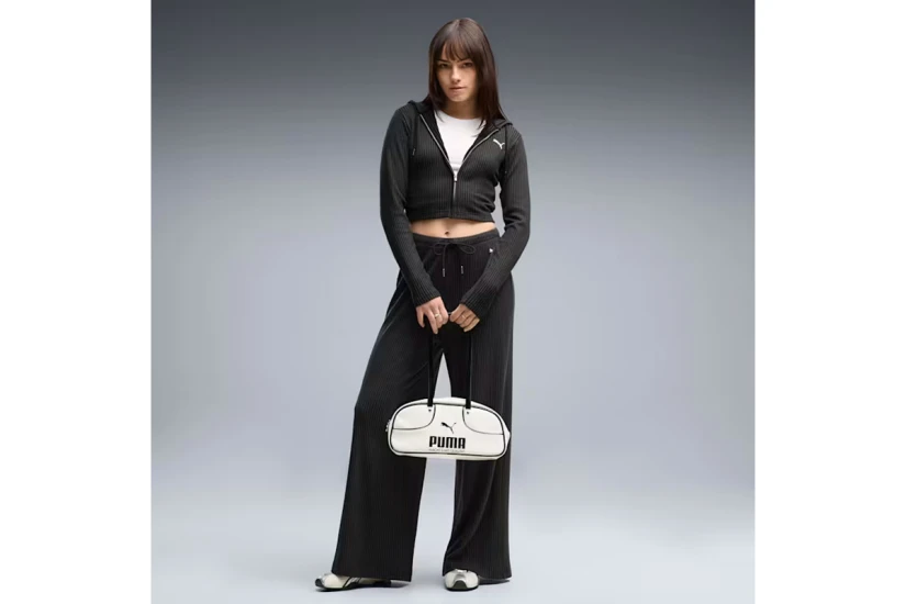 Puma Essentials Ribbed Γυναικεία Πολυεστερική Ζακέτα με Κουκούλα Μαύρη
