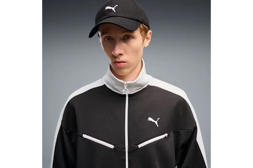 Puma T7 Relaxed Retro Ανδρική Πολυεστερική Ζακέτα Μαύρη, Λευκή