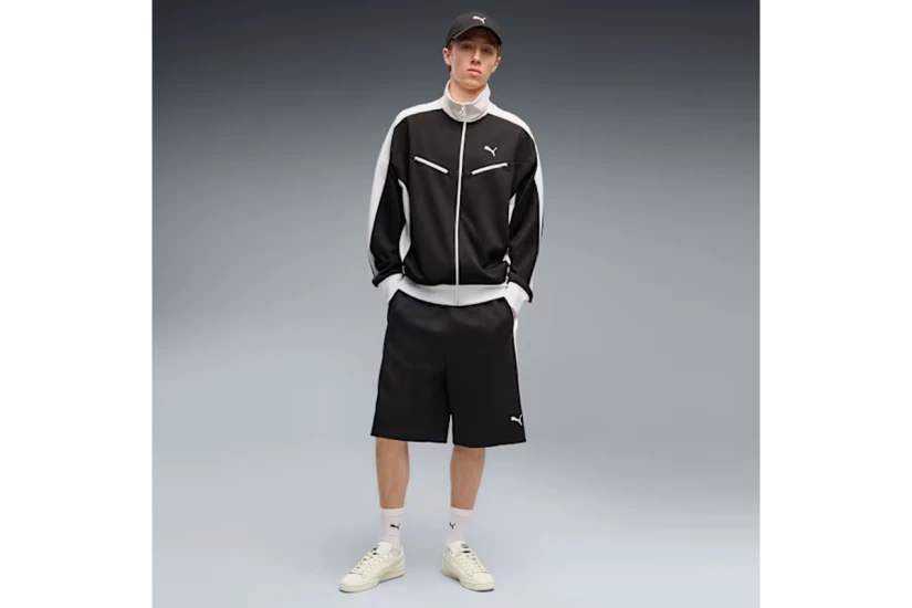 Puma T7 Relaxed Retro Ανδρική Πολυεστερική Ζακέτα Μαύρη, Λευκή