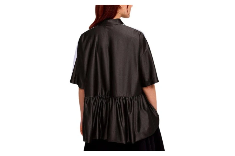 Puma T7 Oversized Ruffle Γυναικεία Κοντομάνικη Πολυεστερική Ζακέτα Μαύρη, Λευκή