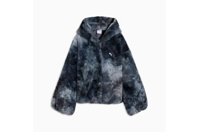 Puma Street Glam Oversized Fleece Γυναικείο Μπουφάν Γκρι Σκούρο, Ανθρακί