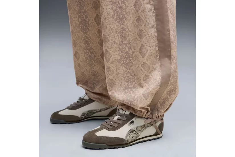 Puma T7 Relaxed Snake Print Γυναικείο Παντελόνι Φόρμας Πουρό, Μπεζ