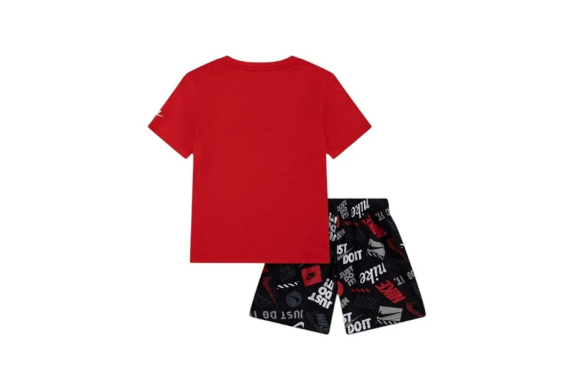 Nike Sportswear Allover Print Βρεφικό Σετ Κοντομάνικη Μπλούζα - Σορτς Κόκκινο, Μαύρο, Λευκό, Γκρι