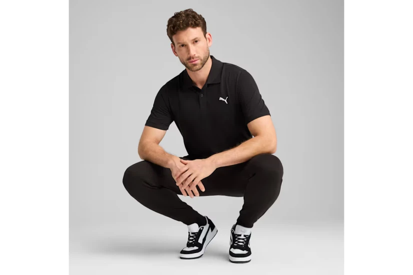 Puma Ess Pique Ανδρική Κοντομάνικη Polo Μπλούζα Μαύρη
