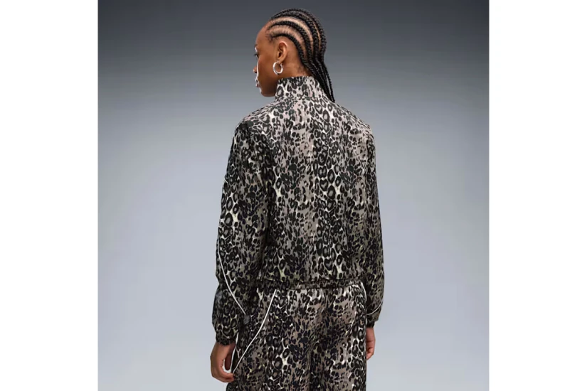 Puma Sport Relaxed Animal Printed Γυναικεία Πολυεστερική Ζακέτα Καφέ, Μαύρη, Εκρού