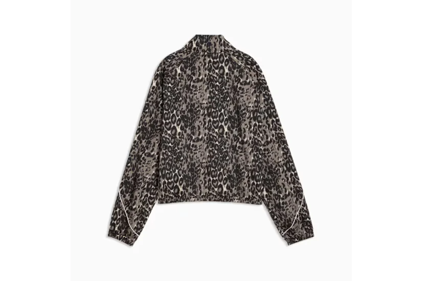 Puma Sport Relaxed Animal Printed Γυναικεία Πολυεστερική Ζακέτα Καφέ, Μαύρη, Εκρού