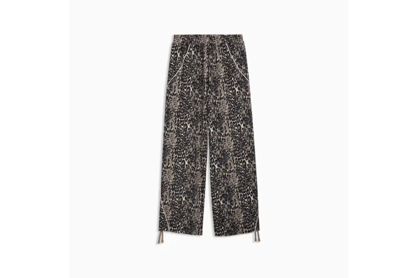 Puma Sport Animal Printed Wide Leg Γυναικείο Παντελόνι Φόρμας Καφέ, Μαύρο, Εκρού