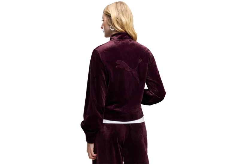Puma Ess Elevated Velour Γυναικεία Ζακέτα Βυσσινί
