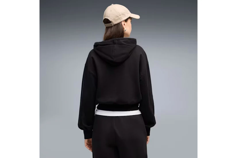 Puma Her Relaxed Fleece Γυναικείο Φούτερ με Κουκούλα Μαύρο