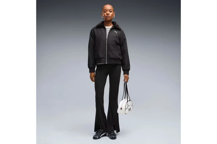 Puma Her Ribbed Flared Γυναικείο Μακρύ Κολάν Μαύρο