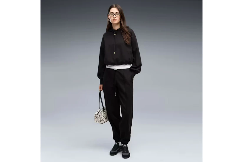 Puma Her Fleece Γυναικείο Παντελόνι Φόρμας Μαύρο