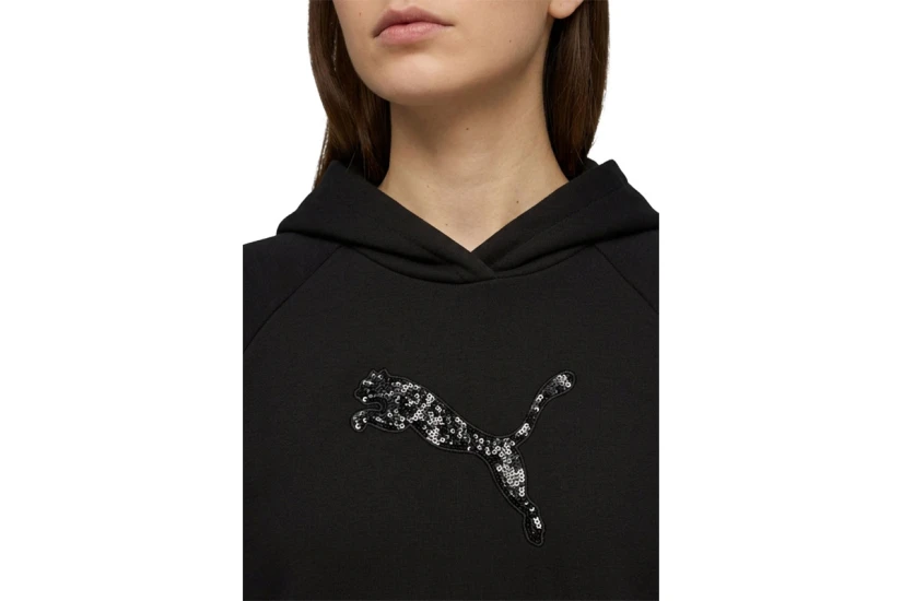 Puma Essentials Sequins Γυναικείο Φούτερ με Κουκούλα Μαύρο