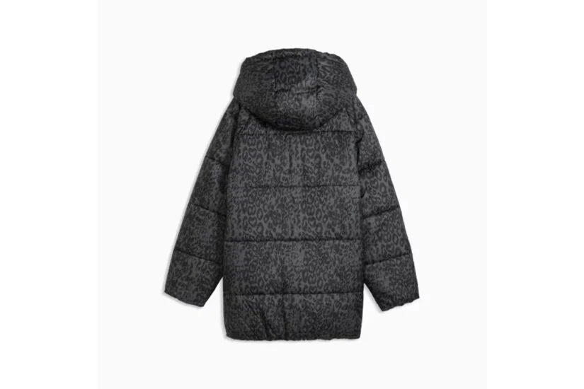 Puma Style Padded Relaxed Γυναικείο Μπουφάν Puffer με Κουκούλα Ανθρακί, Μαύρο