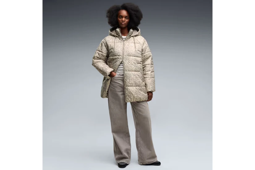 Puma Style Padded Relaxed Γυναικείο Μπουφάν Puffer με Κουκούλα Πουρό, Μπεζ