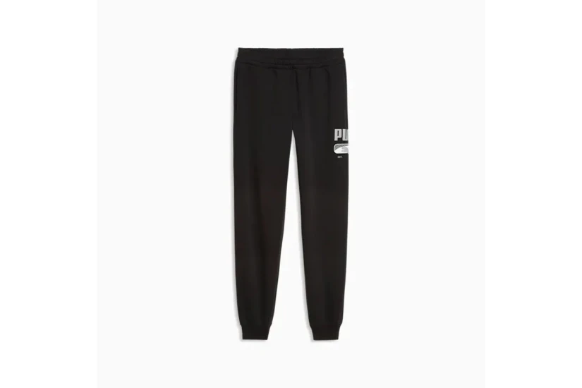 Puma Sport Logo Play Fleece Ανδρικό Παντελόνι Φόρμας Μαύρο, Γκρι