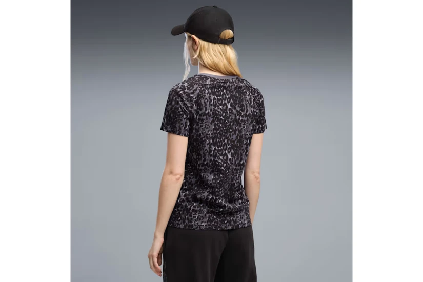 Puma Graphics Animal Printed Γυναικείο Κοντομάνικο T-Shirt Γκρι Σκούρο, Μαύρο