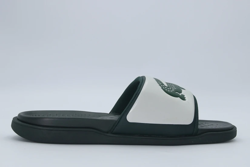 Lacoste Serve Slide Dual Ανδρικές Παντόφλες Κυπαρισσί, Εκρού