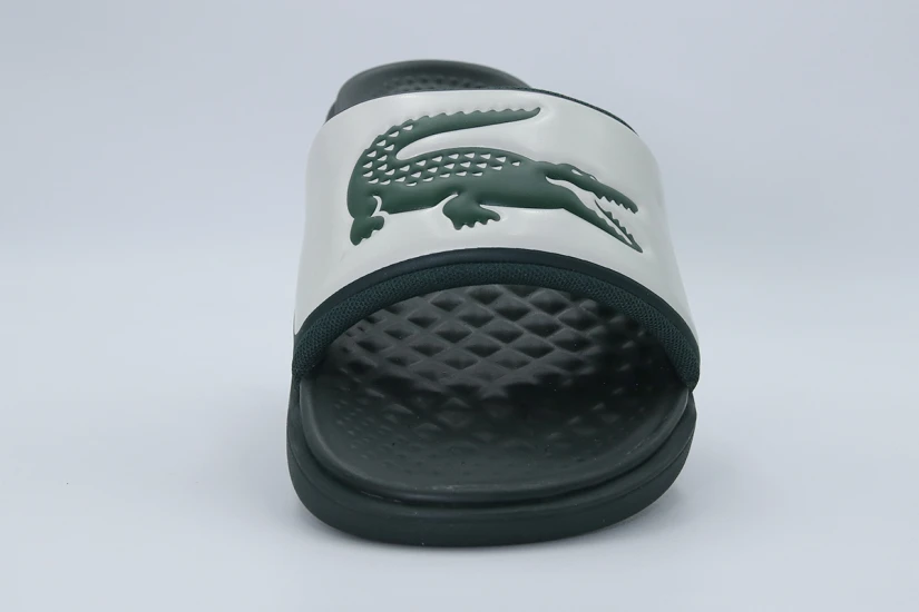 Lacoste Serve Slide Dual Ανδρικές Παντόφλες Κυπαρισσί, Εκρού