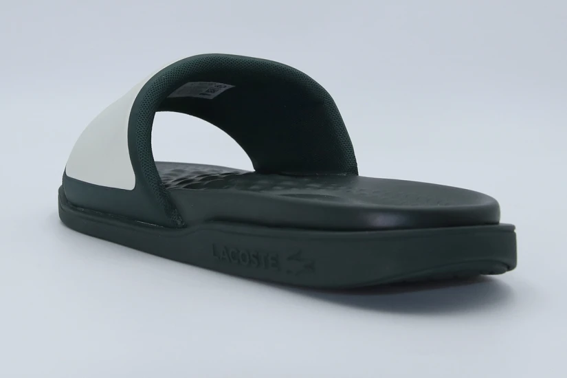 Lacoste Serve Slide Dual Ανδρικές Παντόφλες Κυπαρισσί, Εκρού
