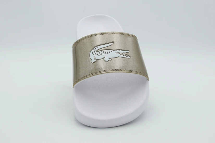 Lacoste Serve Slides Γυναικείες Παντόφλες Χρυσές, Λευκές