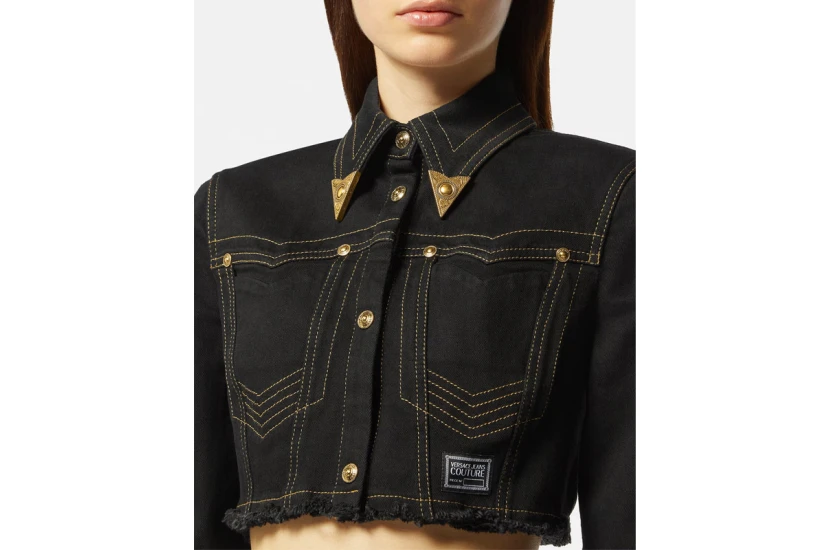 Versace D Str Slouchy28 Blk Μπουφάν Τζιν Γυναικείο