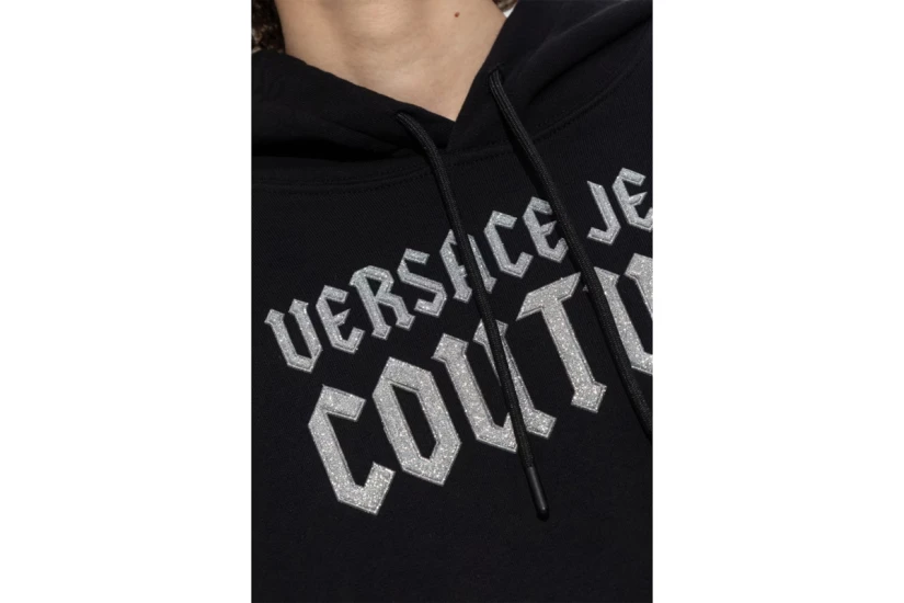 Versace Logo Goth Freak Γυναικείο Φούτερ Με Κουκούλα Μαύρο