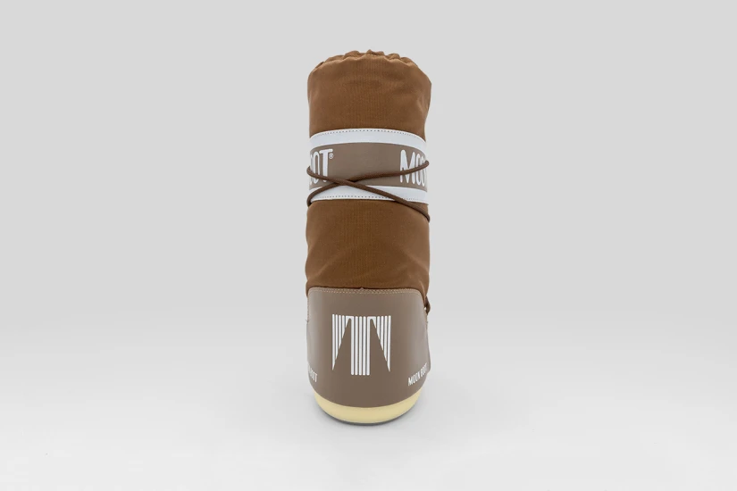 Moon Boot Icon Brown Nylon Γυναικείες Μπότες Χιονιού Καφέ, Λευκές