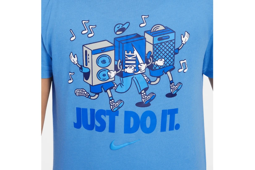 Nike Music Boxy Pals Παιδικό Κοντομάνικο T-Shirt Σιέλ, Μπλε, Λευκό