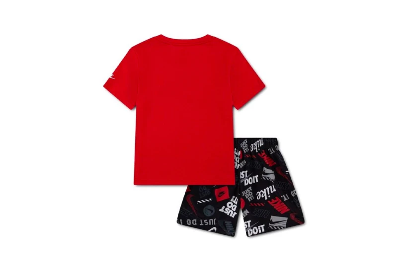 Nike Sportswear Allover Print Παιδικό Σετ Κοντομάνικη Μπλούζα - Σορτς Κόκκινο, Μαύρο, Λευκό, Γκρι