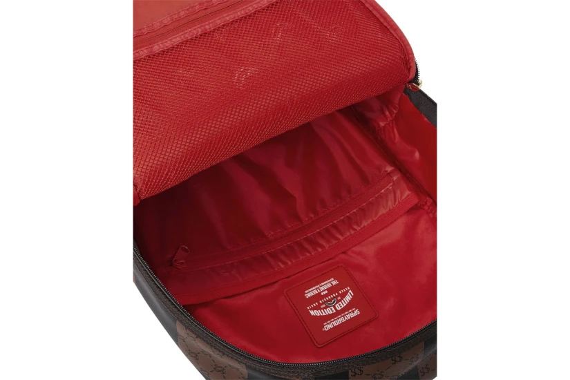 Sprayground Enlarged Check Paris Dlxsv Backpack Καφέ, Κόκκινο, Λευκό