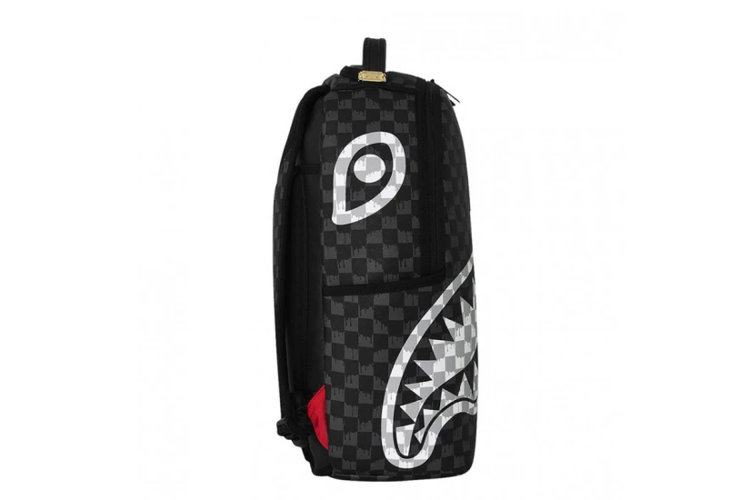 Sprayground Black And White Drip Check Shark Dlxsv Backpack (910B8553NSZ)