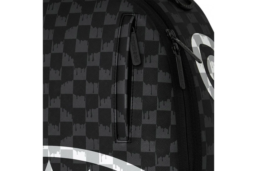 Sprayground Black And White Drip Check Shark Dlxsv Backpack (910B8553NSZ)