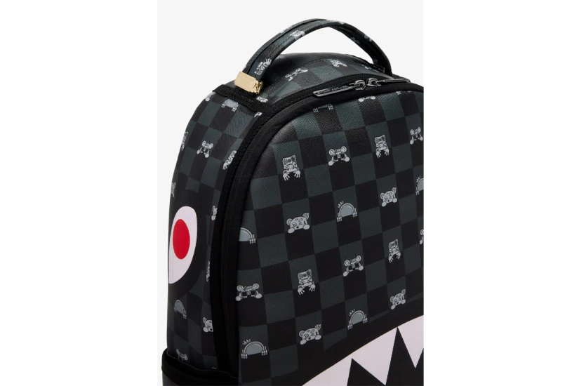 Sprayground Gray Peeking Character Check Dlxsv Backpack Γκρι Σκούρο, Μαύρο, Κόκκινο, Λευκό
